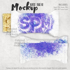 Crispy rice treat party favor wrapper mockup | Add your own image and background