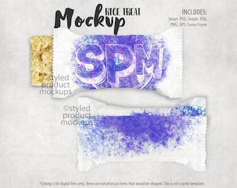 Crispy rice treat party favor wrapper mockup | Add your own image and background