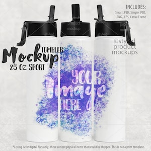 Dye sublimation 25oz hydro sport bottle Mockup | Add your own image and background