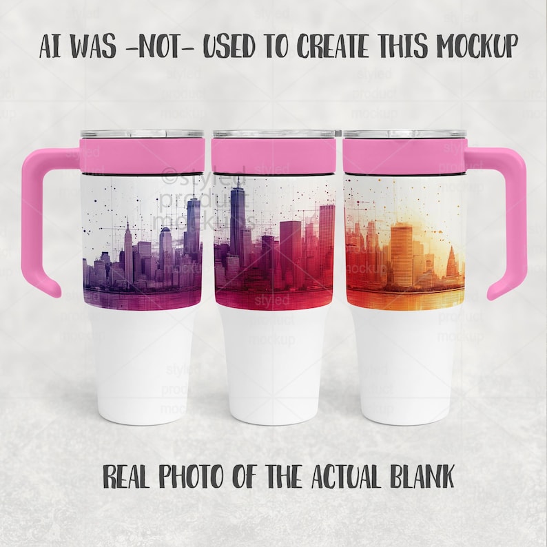 30oz Tumbler Mockup with Handle Lid for Dye Sublimation (PSD, Canva, PNG) image 5