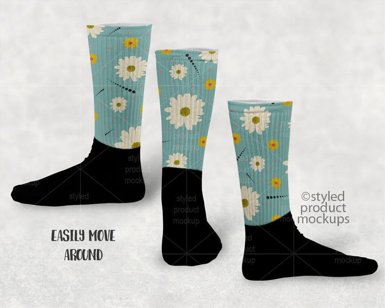Download Black foot with white cuff sock mockup template Add your ...