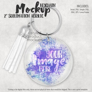Dye sublimation acrylic round keychain Mockup | Add your own image and background