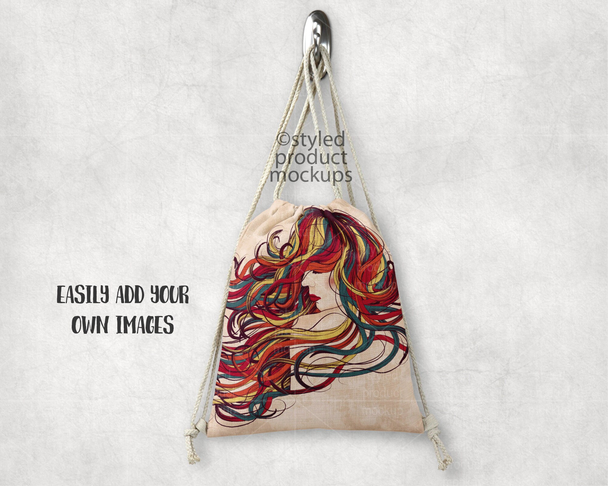 Dye sublimation linen drawstring bag mockup template Add | Etsy