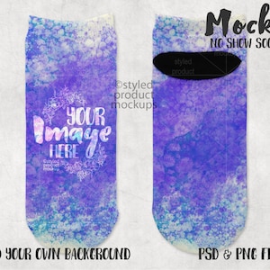 Dye sublimation no show socks mockup template | Add your own image and background
