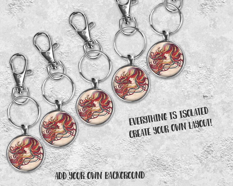 Download Round bezel setting key chain mockup template Key chain | Etsy