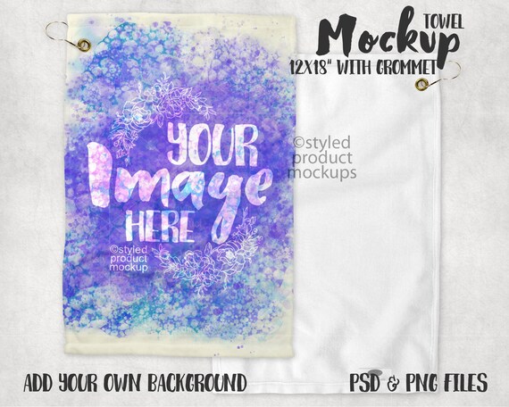 Dye Sublimation 12x18 Inch Golf Towel With Grommet Mockup Etsy