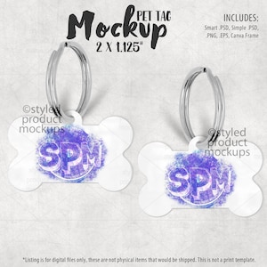 Dye sublimation bone shaped pet tag mockup | Add your own image and background