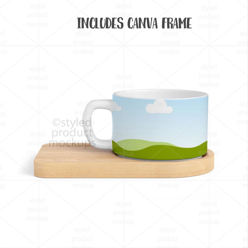 Matte Mug on Bamboo Tray Mockup (PSD, Canva, PNG) image 4