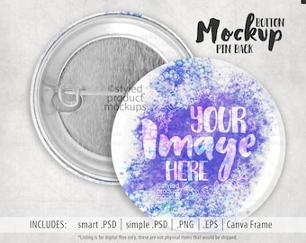 Round pinback button mockup | Add your own image and background | Canva Frame Mockup