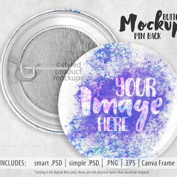 Round pinback button mockup | Add your own image and background | Canva Frame Mockup