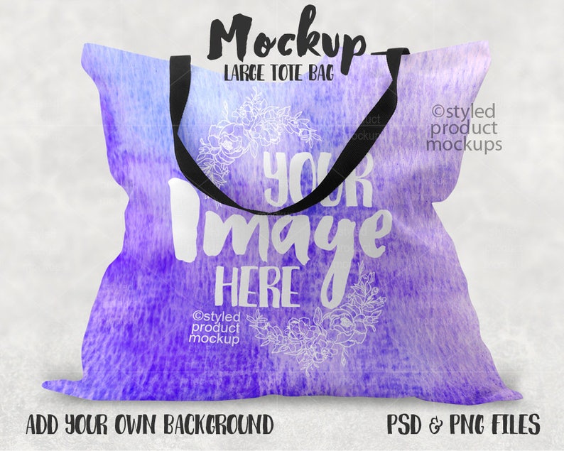 Download Large tote Bag with Black Handles mockup template Add your ...