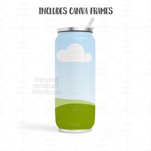 Maqueta de vaso con forma de lata de 17 oz para sublimación (PSD, Canva, PNG) imagen 4