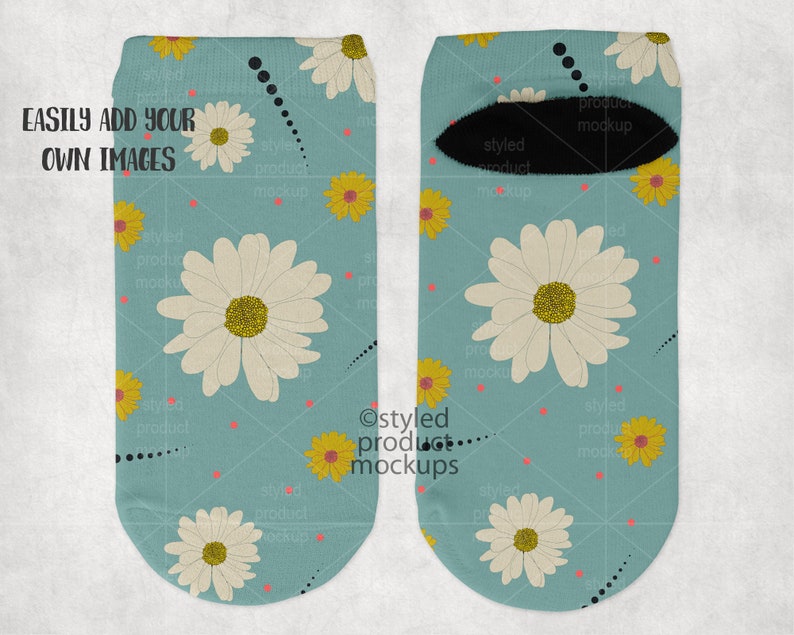 Download Dye sublimation no show sock with black heel mockup Add ...
