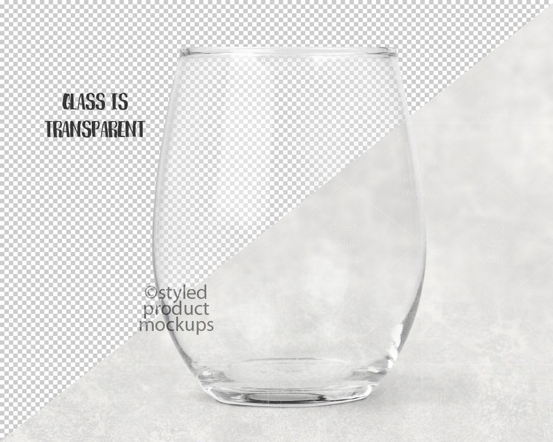 Stemless Wine Glass With Glitter Template Mockup Add Your Etsy