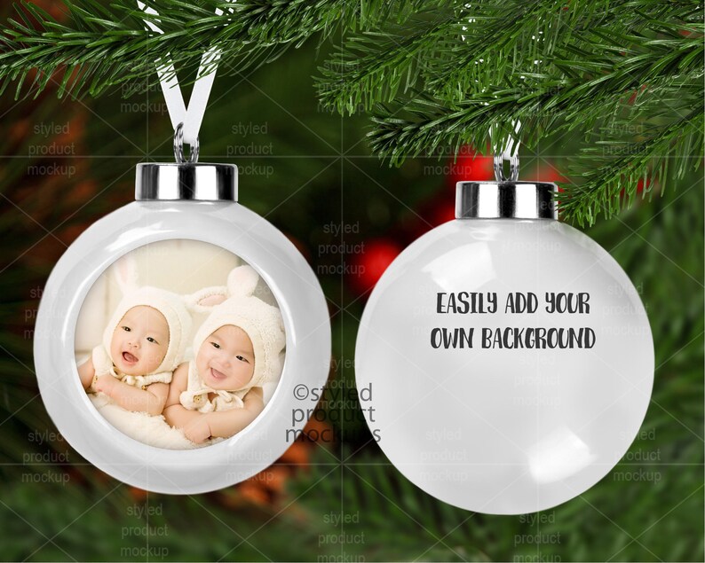 Dye Sublimation Ceramic Ball Ornament With Blank Back Mockup Etsy