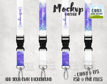 Dye sublimation lanyard with break away clip Mockup | Add your own image and background | canva frame mockup
