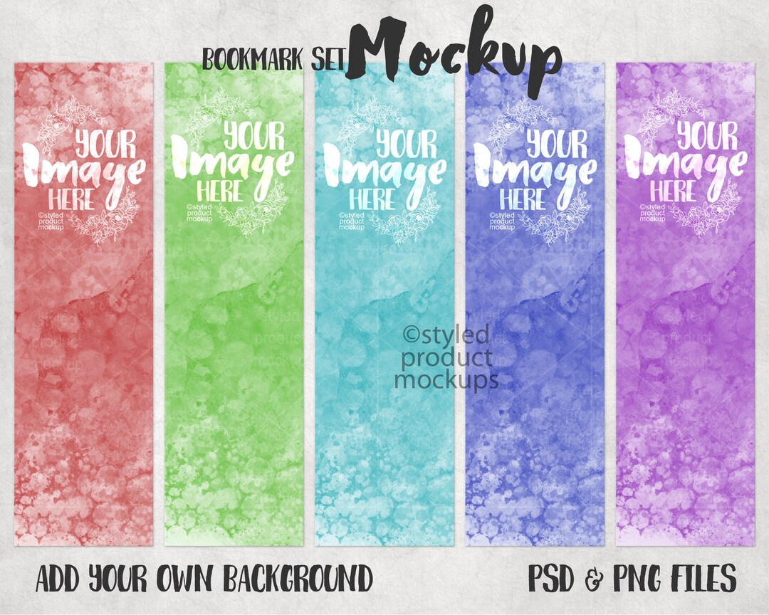 Paper Bookmark Set Mockup | Add Your Own Image and Background - Etsy
