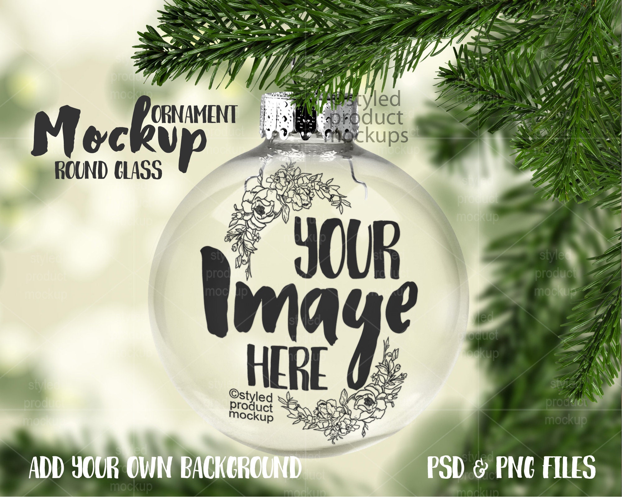 Download Clear Round Christmas Ornament Mockup Template Add Your Own Etsy