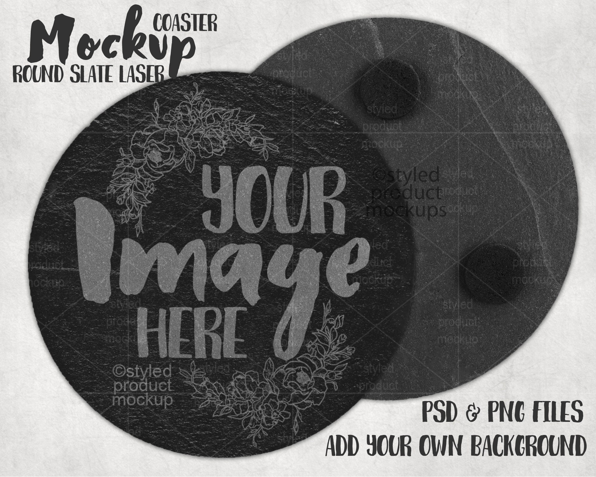 Download Round Slate Laser Etched Coaster Mockup Add Your Own Image Etsy