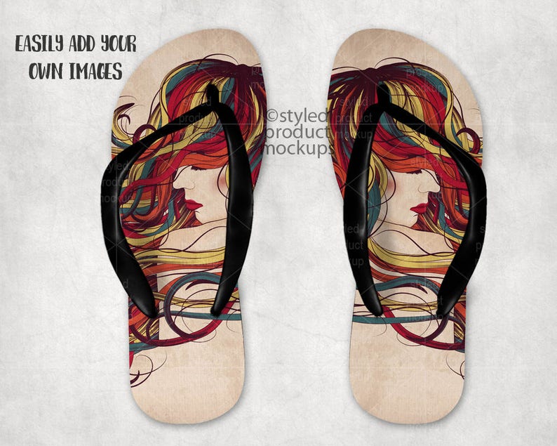 Download Pair of Flip Flops mockup template Add your own image and ...
