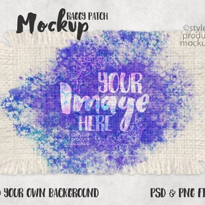 Dye sublimation rectangle raggy patch Mockup | Add your own image and background