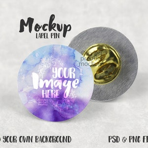 Dye sublimation round lapel pin mockup template | Add your own image and background