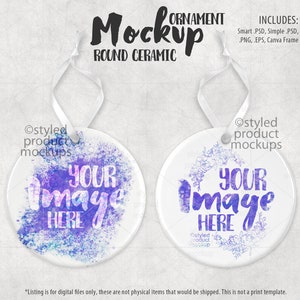 Dye sublimation round ceramic ornament mockup | Add your own image and background