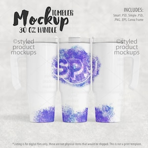 Dye sublimation 30oz tumbler with grip handle Mockup | Add your own image and background