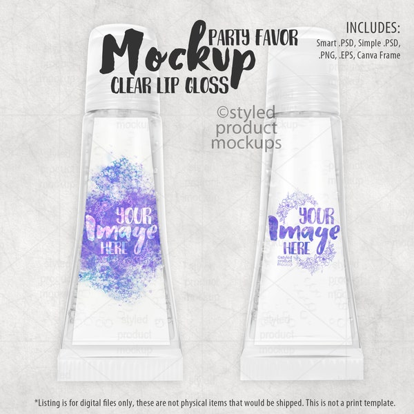 Clear lip gloss label party favor Mockup | Add your own image and background