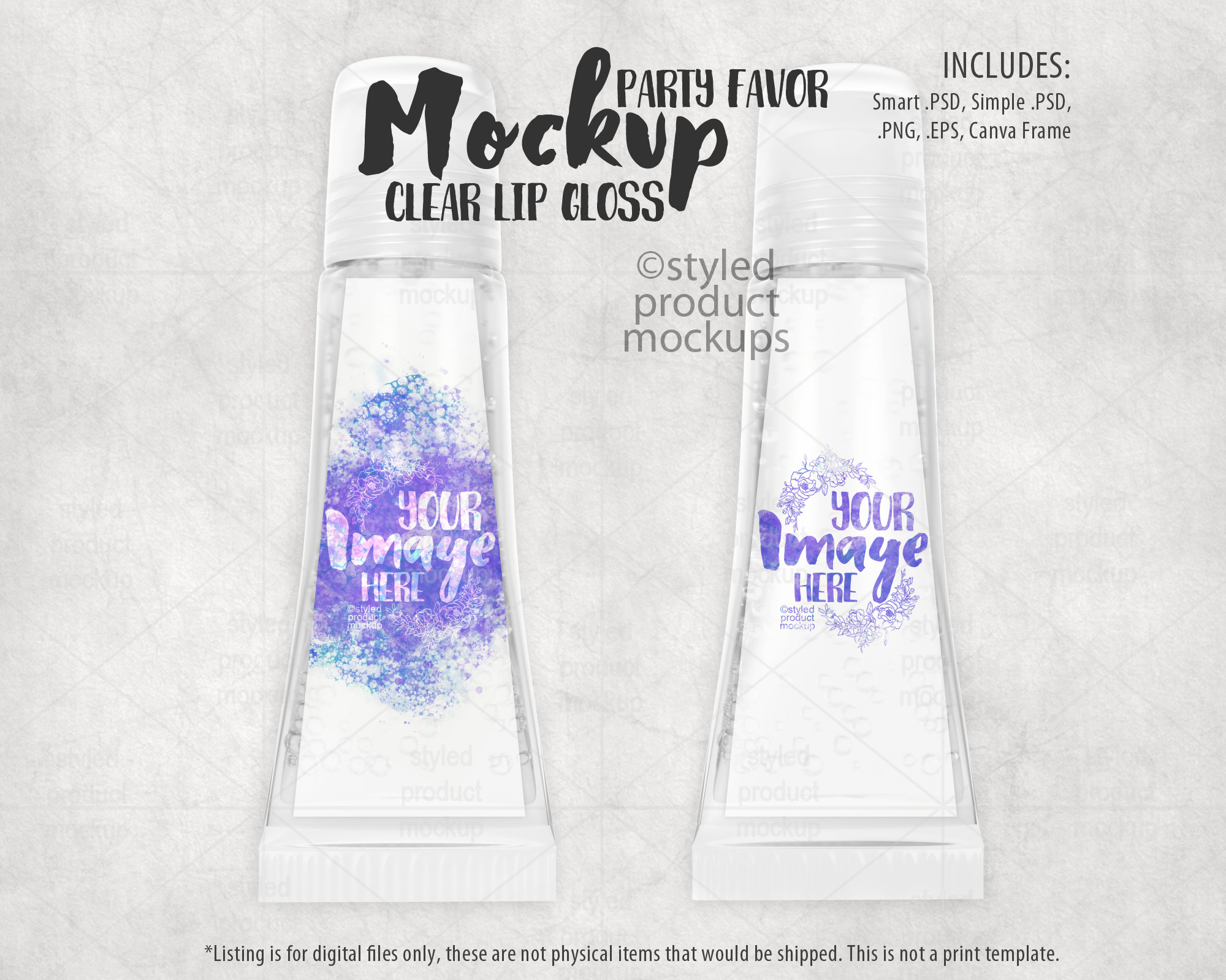 Clear lip gloss label party favor Mockup | Add your own image and background