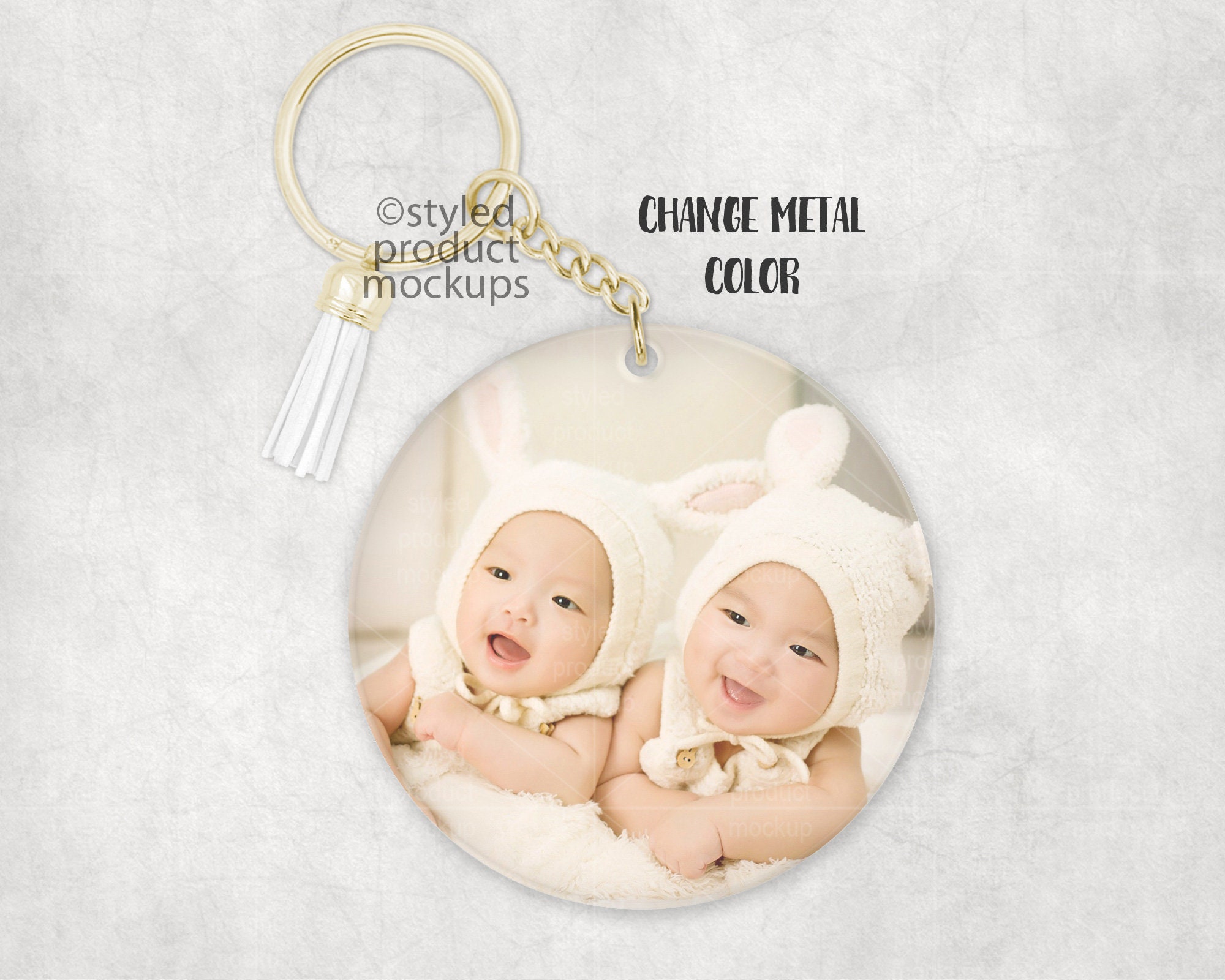 Download Round acrylic keychain with long chain and tassel Mockup ...