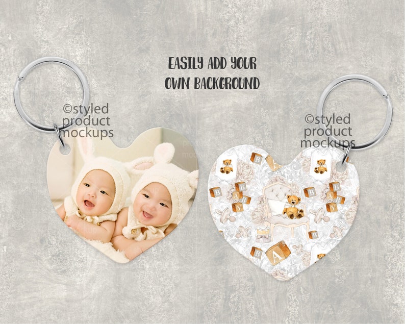 Download Dye sublimation heart shaped keychain mockup template Add ...
