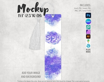 Bookmark with tassel 1x4 inch Mockup | Add your own image and background  | Canva Frame Mockup