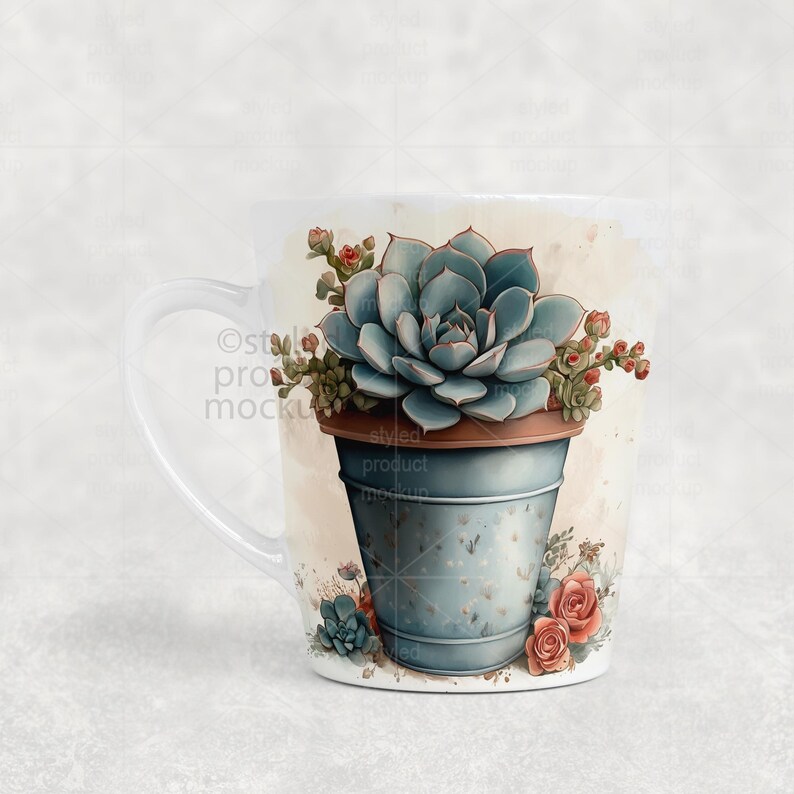 Dye sublimation 12oz Latte Mug Mockup (PSD, Canva, PNG) image 7