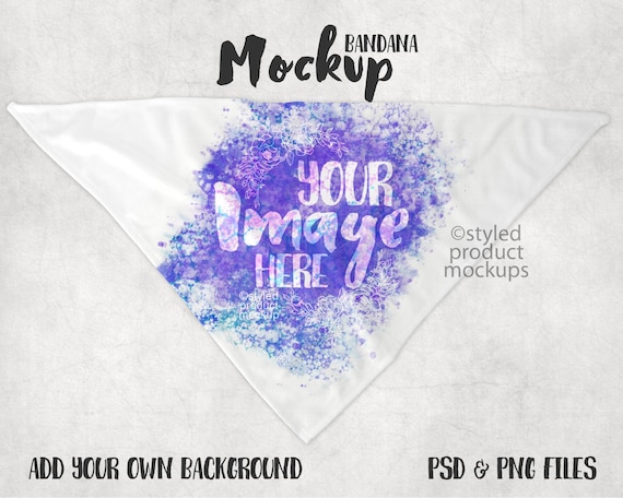 Download Dye Sublimation Bandana Mockup Template Add Your Own Image Etsy