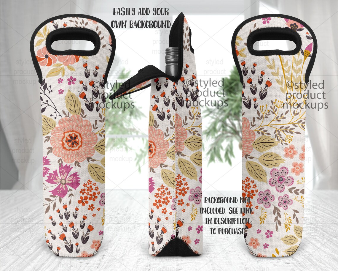 Dye Sublimation Linen Wine Tote Mockup Add Your Own Image Etsy