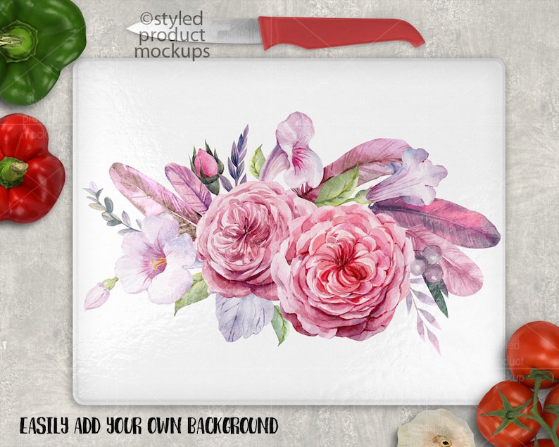 Download Rectangle cutting board with pebble texture mockup ...