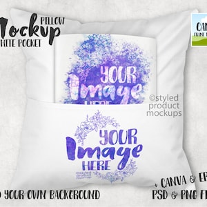 Dye sublimation book pocket pillow mockup | Add your own image and background | Canva Frame Mockup