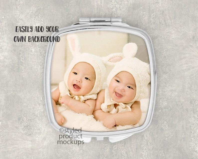 Download Square compact mirror mockup template Add your own image and | Etsy