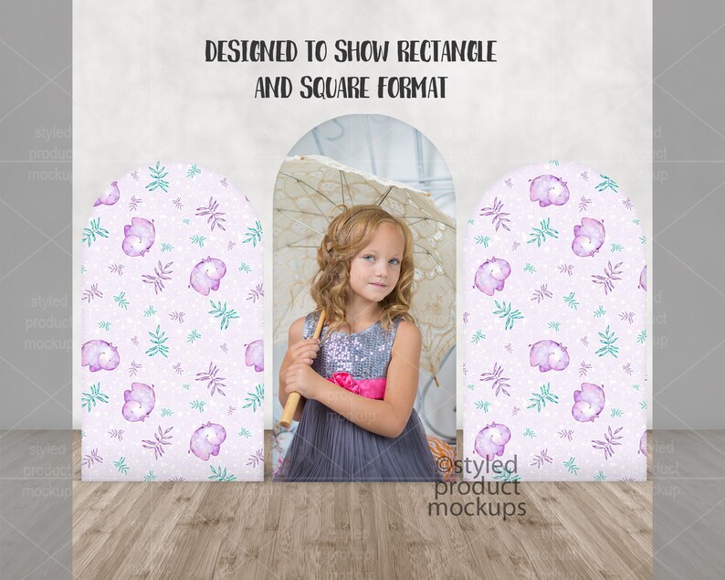 Three Panel Party Backdrop Trio Display Mockup | Add Your Own Image and ...