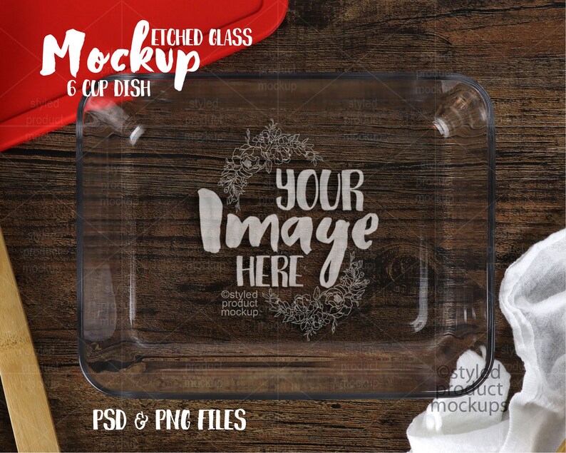 Glass etched 6 cup storage dish mockup template Add your own Etsy