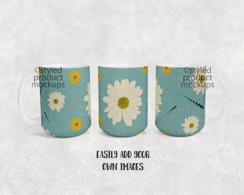 Download Dye sublimation 15 oz coffee mug full wrap view mockup Add ...