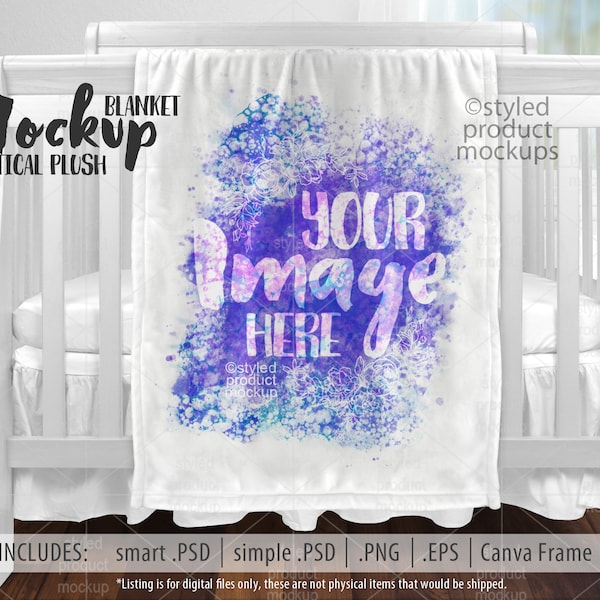 Dye sublimation vertical plush fleece baby blanket Mockup | Add your own image and background