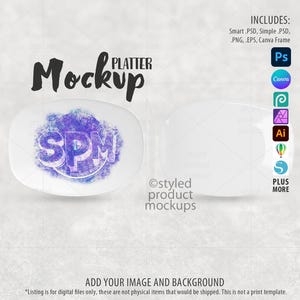 White thermosaf decoplate platter Mockup | Add your own image and background | Photoshop Smart Mockup | Canva Frame Mockup