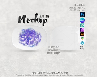 White Decoplate Platter Mockup | Photoshop & Canva (Digital Download)