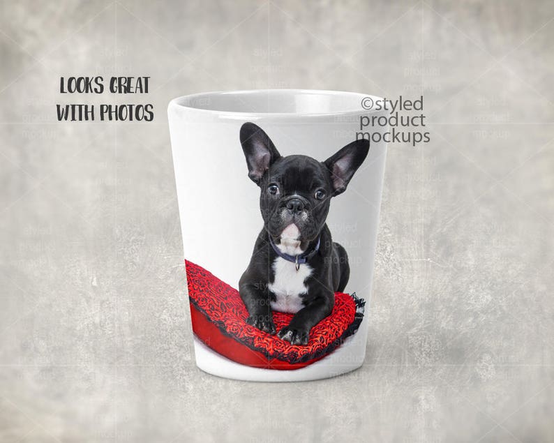 Download White ceramic sublimation shot glass template mockup Add | Etsy