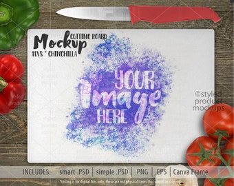 Rectangle cutting board with chinchilla texture mockup template