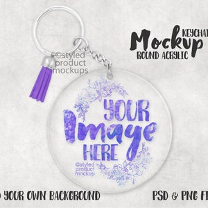 Download Clear Acrylic Round Keychain With Tassel Mockup Add Your Own Etsy