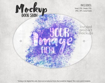 Oval Door Sign Mockup | Sublimation PSD, PNG, Canva, EPS (Digital Download)