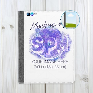 Gray Fabric 7x9 Portfolio Mockup for dye sublimation (PSD, Canva, PNG)